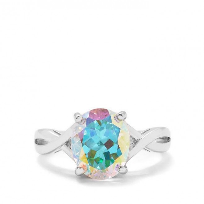Mystic Topaz milliards Sterling Silver Ring TGW 4.30 cts.